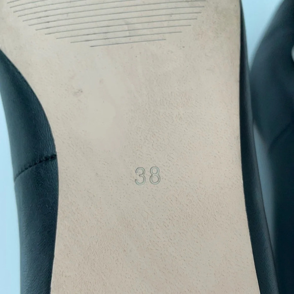 H&M Leather Black Metal Metal Ring Flats Size 7 - Picture 9 of 11